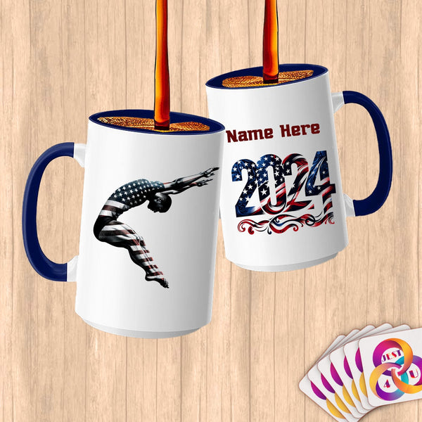 Physical Item 15oz / Blue Diving Leap ~ Limited Edition 2024 "USA Excellence" ~ Customized Large 15oz Mug