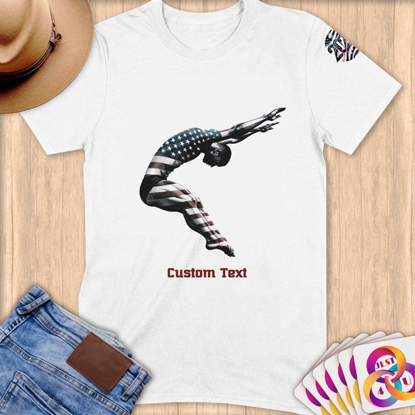 Physical Item S / White Diving Leap ~ Limited Edition 2024 "USA Excellence" ~ Personalized Softstyle T-Shirt
