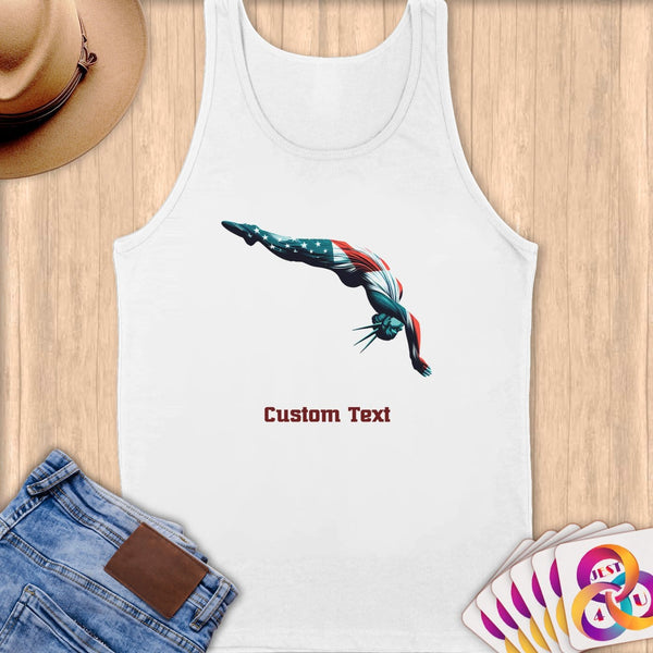 Physical Item S / White Diving Liberty Freedom ~ Limited Edition 2024 "USA Excellence" ~ Customizable Supersoft Tank Top