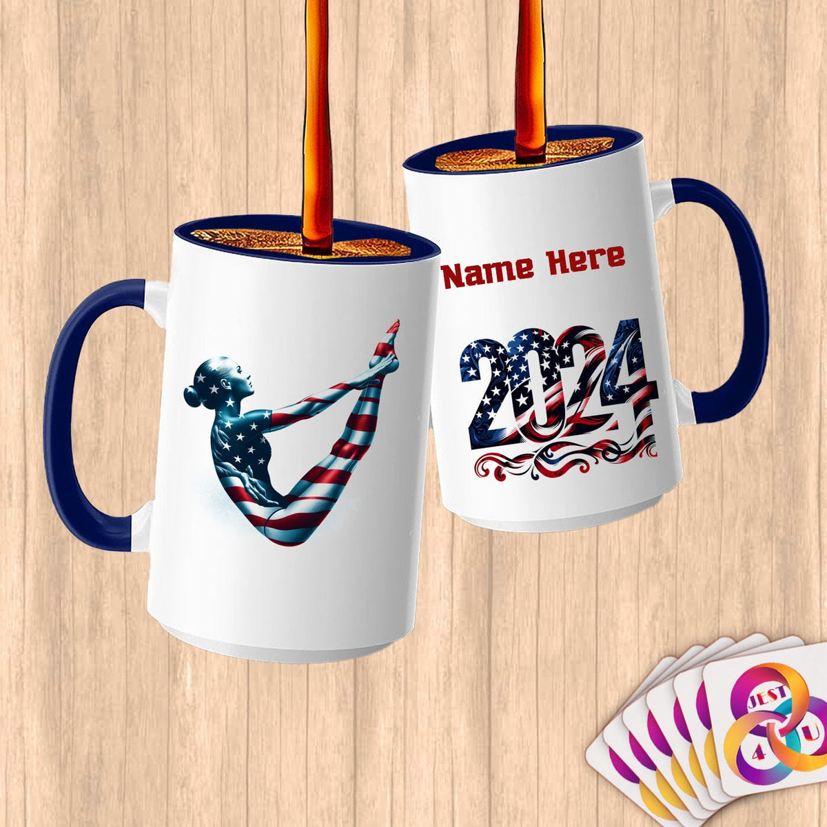 Physical Item 15oz / Blue Diving Poise~Limited Edition 2024 "USA Excellence" ~ Customized Large 15oz Mug