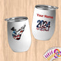 Physical Item 12 oz / White Diving Sensation~Limited Edition 2024 "USA Excellence" ~ Customizable 12oz Wine Tumbler with Lid