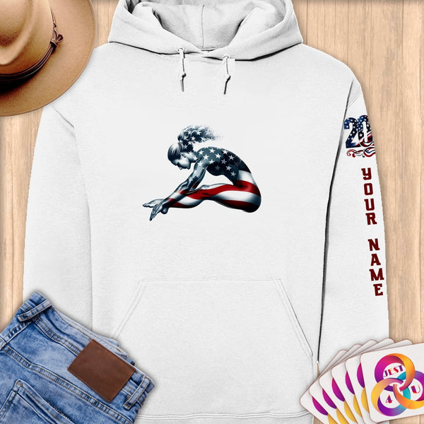 Physical Item S / White Diving Stars ~ Limited Edition 2024 "USA Excellence" ~ Personalized Premium Hoodie