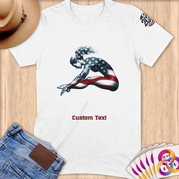 Physical Item S / White Diving Stars ~ Limited Edition 2024 "USA Excellence" ~ Personalized Softstyle T-Shirt