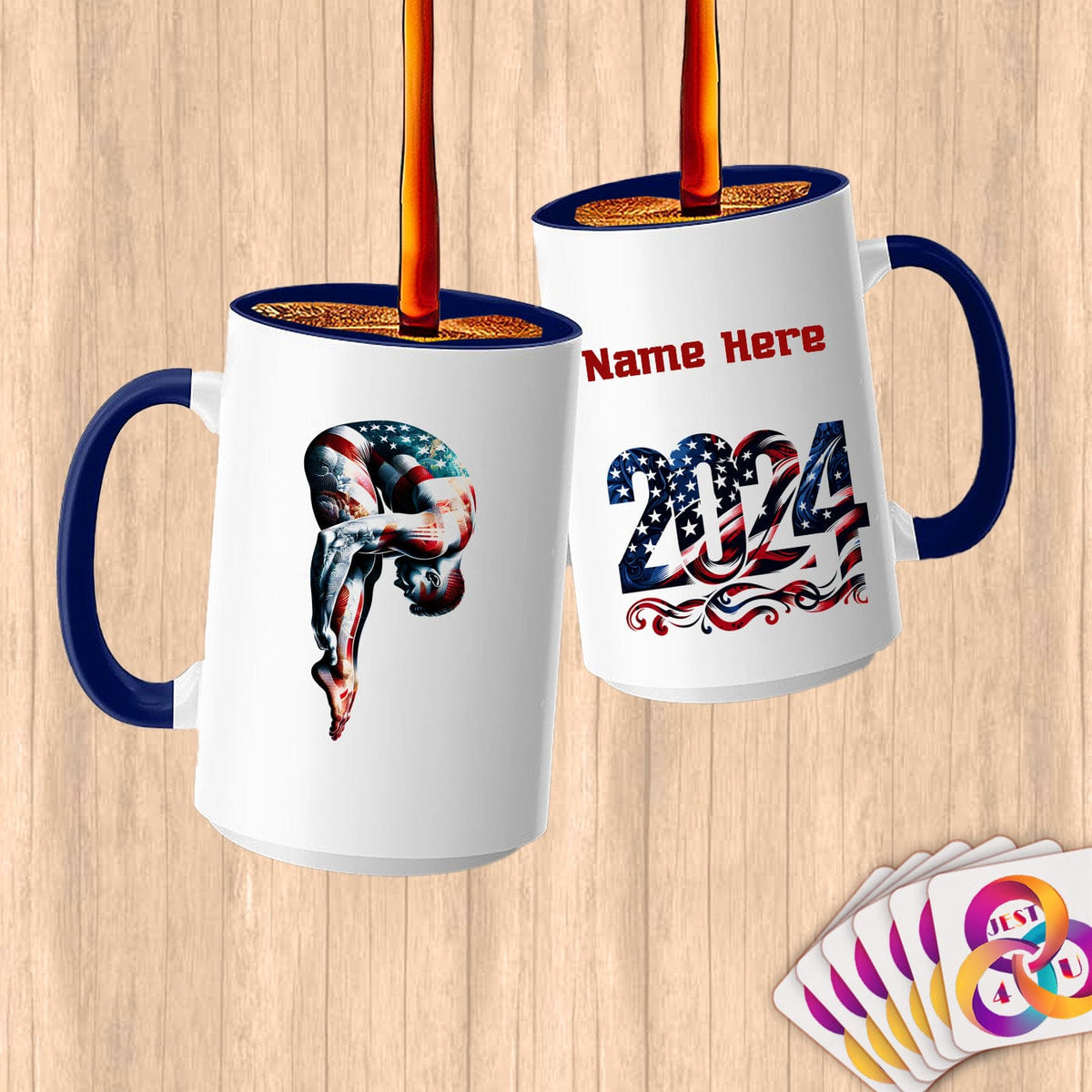 Physical Item 15oz / Blue Diving Wings~Limited Edition 2024 "USA Excellence" ~ Customized Large 15oz Mug