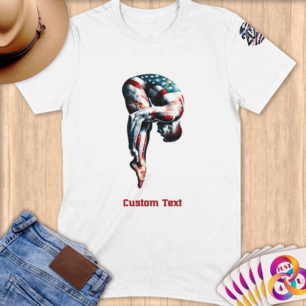 Physical Item S / White Diving Wings~Limited Edition 2024 "USA Excellence" ~ Personalized Softstyle T-Shirt