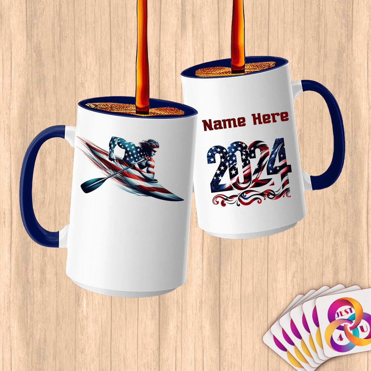 Physical Item 15oz / Blue Dynamic Elite Kayaker ~ Limited Edition 2024 "USA Excellence" ~ Customized Large 15oz Mug