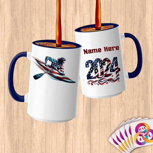 Physical Item 15oz / Blue Dynamic Elite Kayaker ~ Limited Edition 2024 "USA Excellence" ~ Customized Large 15oz Mug