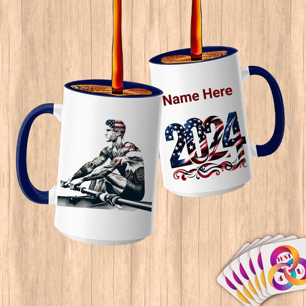 Physical Item 15oz / Blue Eagle Rower ~Limited Edition 2024 "USA Excellence" ~ Customized Large 15oz Mug