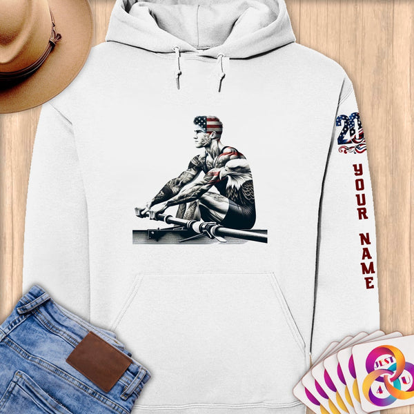 Physical Item S / White Eagle Rower ~Limited Edition 2024 "USA Excellence" ~ Personalized Premium Hoodie