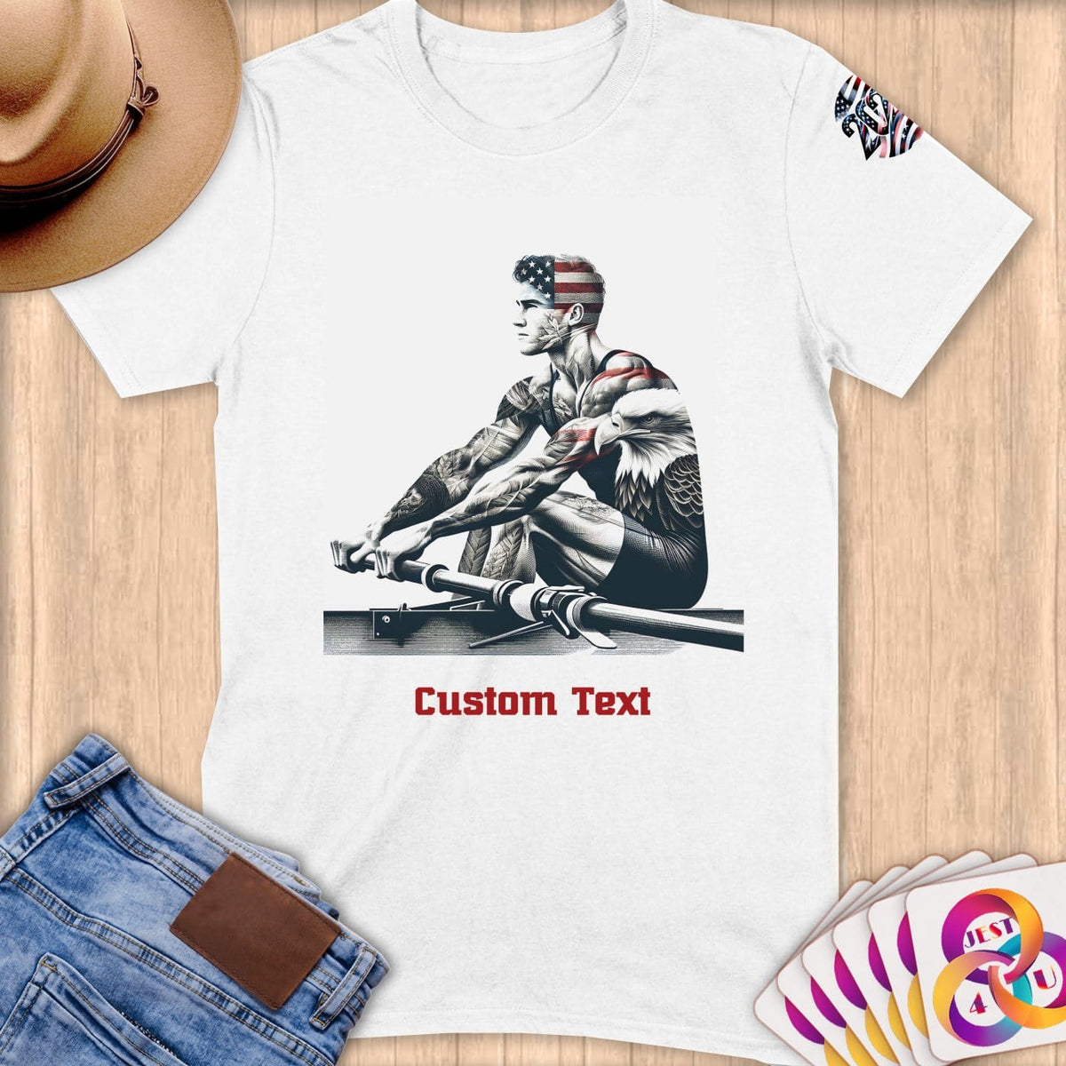 Physical Item S / White Eagle Rower ~Limited Edition 2024 "USA Excellence" ~ Personalized Softstyle T-Shirt