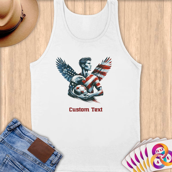 Physical Item S / White Eagle Wings Soccer Player~Limited Edition 2024 "USA Excellence" ~ Customizable Supersoft Tank Top