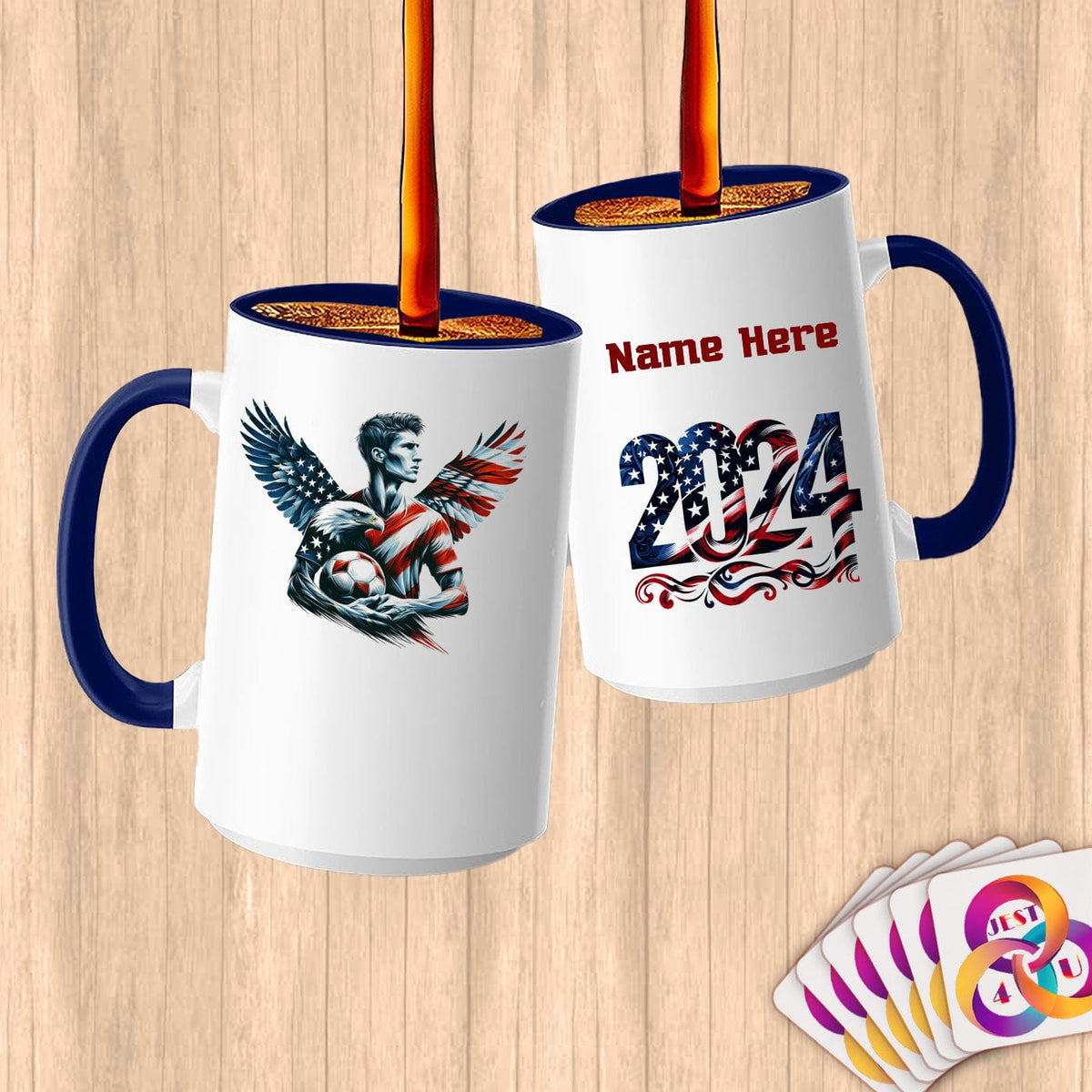 Physical Item 15oz / Blue Eagle Wings Soccer Player~Limited Edition 2024 "USA Excellence" ~ Customized Large 15oz Mug