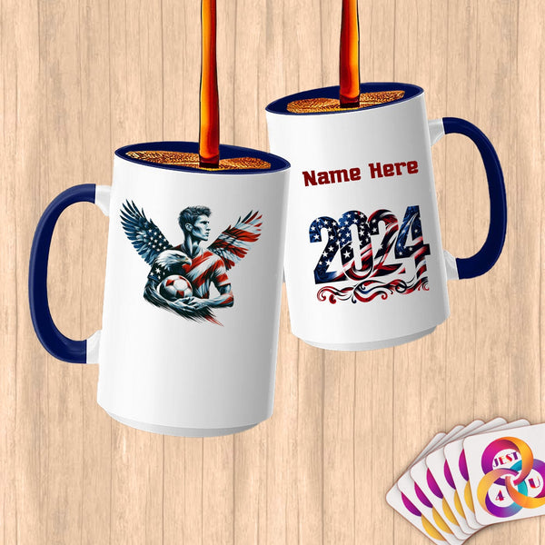Physical Item 15oz / Blue Eagle Wings Soccer Player~Limited Edition 2024 "USA Excellence" ~ Customized Large 15oz Mug