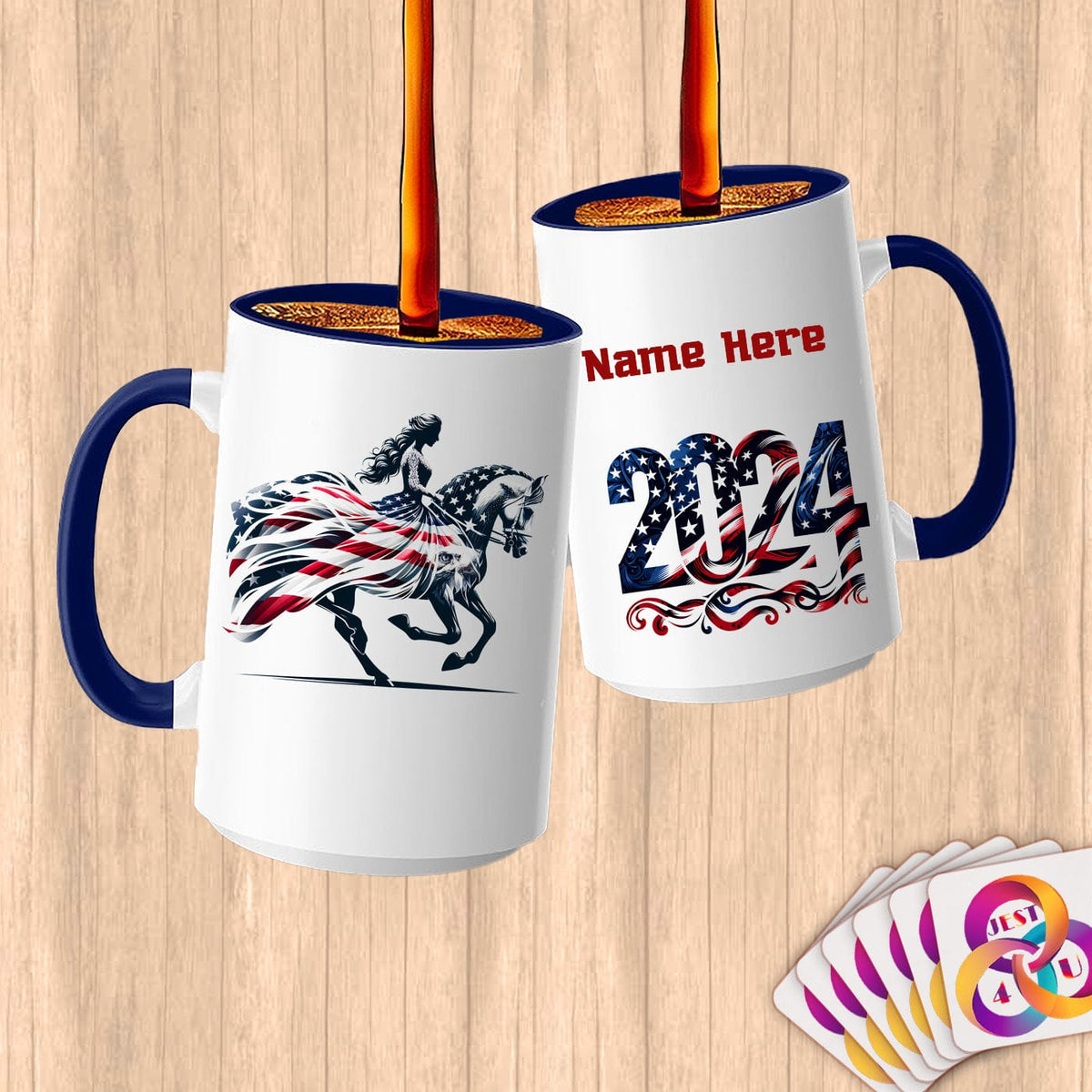 Physical Item 15oz / Blue Elegance~Limited Edition 2024 "USA Excellence" ~ Customized Large 15oz Mug