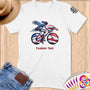 Physical Item S / White Elegant Eagle Bicycle Rider~Limited Edition 2024 "USA Excellence" ~ Personalized Softstyle T-Shirt