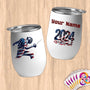 Physical Item 12 oz / White Elite Athlete Fencing ~ Limited Edition 2024 "USA Excellence" ~ Customizable 12oz Wine Tumbler with Lid