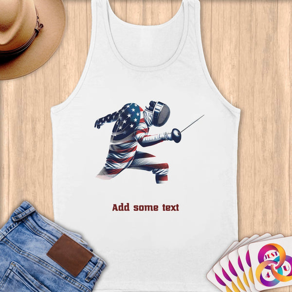 Physical Item S / White Elite Athlete Fencing ~ Limited Edition 2024 "USA Excellence" ~ Customizable Supersoft Tank Top