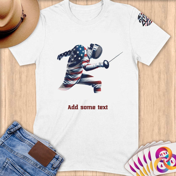 Physical Item S / White Elite Athlete Fencing ~ Limited Edition 2024 "USA Excellence" ~ Personalized Softstyle T-Shirt
