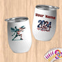Physical Item 12 oz / White Elite Badminton Wings ~ Limited Edition 2024 "USA Excellence" ~ Customizable 12oz Wine Tumbler with Lid