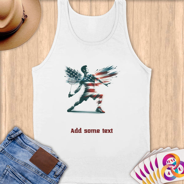 Physical Item S / White Elite Badminton Wings ~ Limited Edition 2024 "USA Excellence" ~ Customizable Supersoft Tank Top