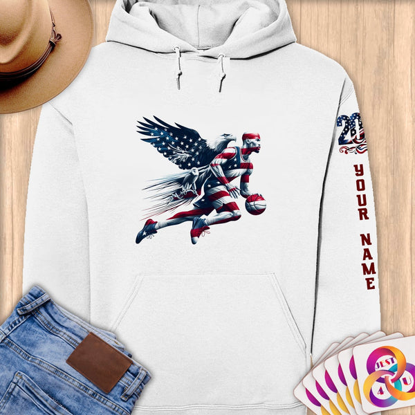 Physical Item S / White Elite Basketball ~Limited Edition 2024 "USA Excellence" ~ Personalized Premium Hoodie