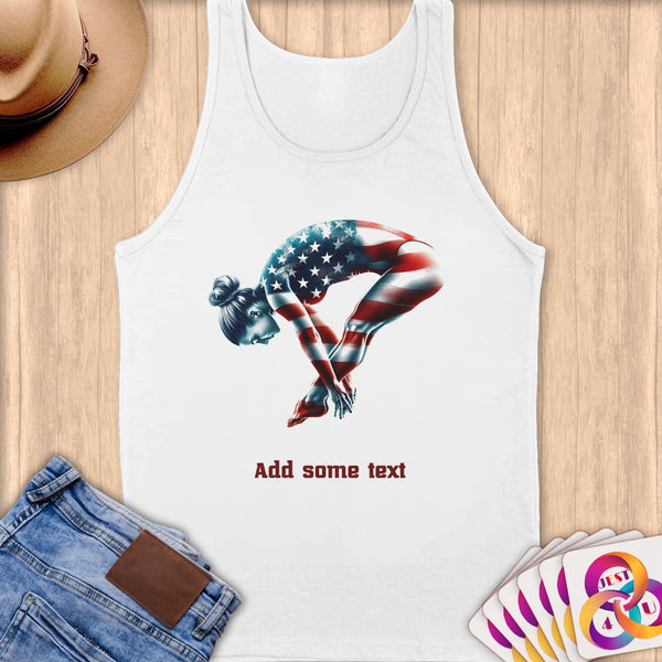 Physical Item S / White Elite Diving Star ~ Limited Edition 2024 "USA Excellence" ~ Customizable Supersoft Tank Top