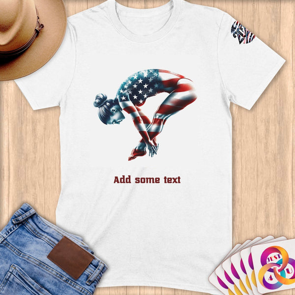 Physical Item S / White Elite Diving Star ~ Limited Edition 2024 "USA Excellence" ~ Personalized Softstyle T-Shirt