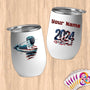 Physical Item 12 oz / White Elite Fencer ~ Limited Edition 2024 "USA Excellence" ~ Customizable 12oz Wine Tumbler with Lid
