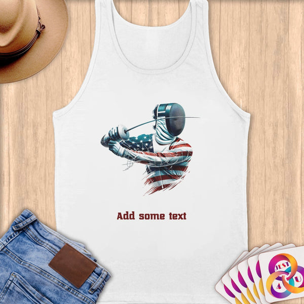 Physical Item S / White Elite Fencer ~ Limited Edition 2024 "USA Excellence" ~ Customizable Supersoft Tank Top