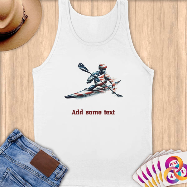 Physical Item S / White Elite Kayaker ~ Limited Edition 2024 "USA Excellence" ~ Customizable Supersoft Tank Top
