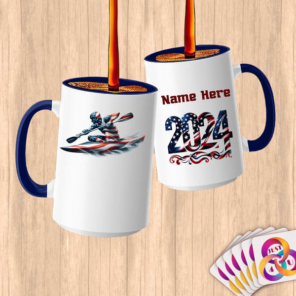 Physical Item 15oz / Blue Elite Kayaking Pride ~ Limited Edition 2024 "USA Excellence" ~ Customized Large 15oz Mug