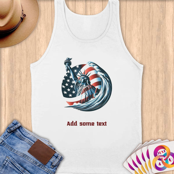 Physical Item S / White Elite Liberty Surf ~ Limited Edition 2024 "USA Excellence" ~ Customizable Supersoft Tank Top