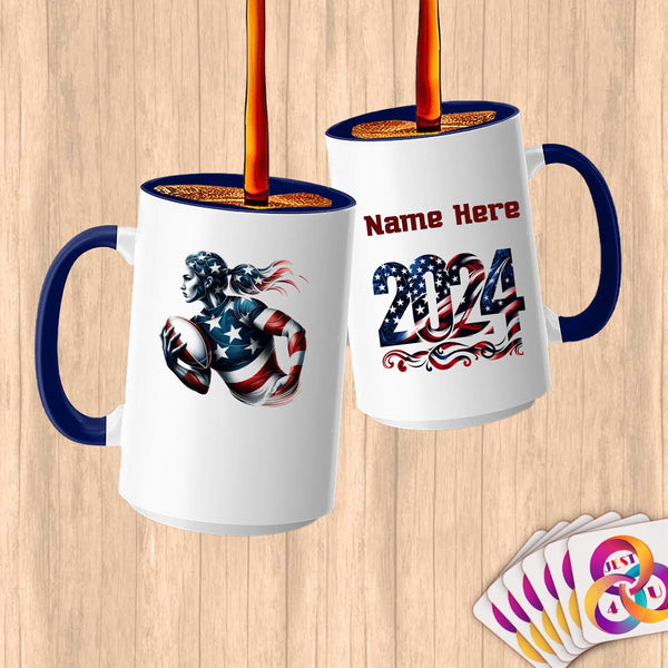 Physical Item 15oz / Blue Elite Rugby Pride ~ Limited Edition 2024 "USA Excellence" ~ Customized Large 15oz Mug