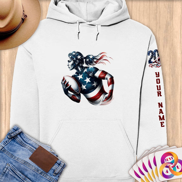 Physical Item S / White Elite Rugby Pride ~ Limited Edition 2024 "USA Excellence" ~ Personalized Premium Hoodie