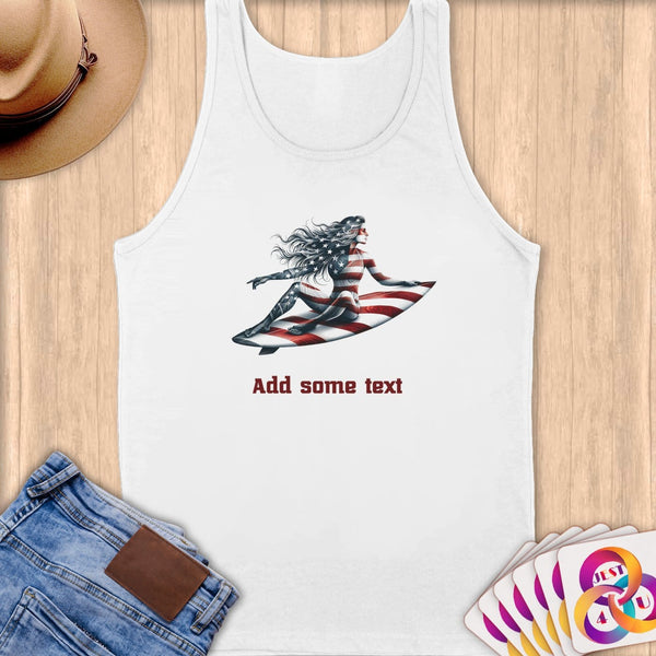 Physical Item S / White Elite Surfer Dreams ~ Limited Edition 2024 "USA Excellence" ~ Customizable Supersoft Tank Top