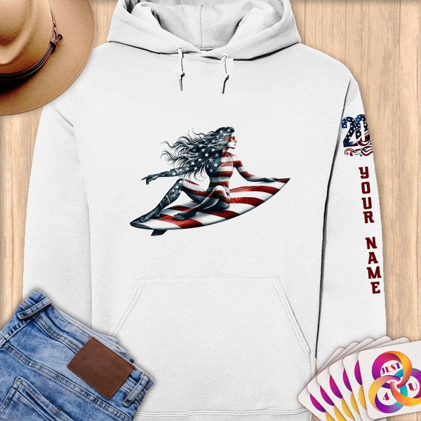 Physical Item S / White Elite Surfer Dreams ~ Limited Edition 2024 "USA Excellence" ~ Personalized Premium Hoodie