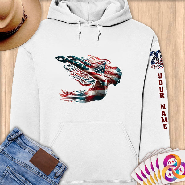 Physical Item S / White Elite Swimmer ~ Limited Edition 2024 "USA Excellence" ~ Personalized Premium Hoodie