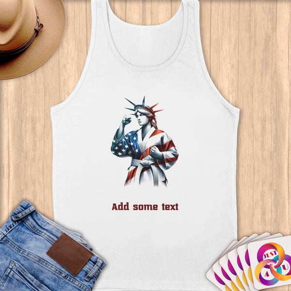 Physical Item S / White Elite Taekwondo Liberty ~ Limited Edition 2024 "USA Excellence" ~ Customizable Supersoft Tank Top