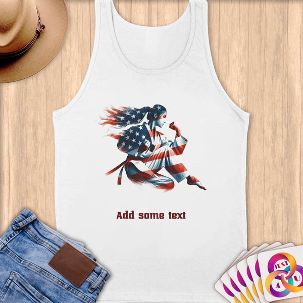 Physical Item S / White Elite Taekwondo ~ Limited Edition 2024 "USA Excellence" ~ Customizable Supersoft Tank Top