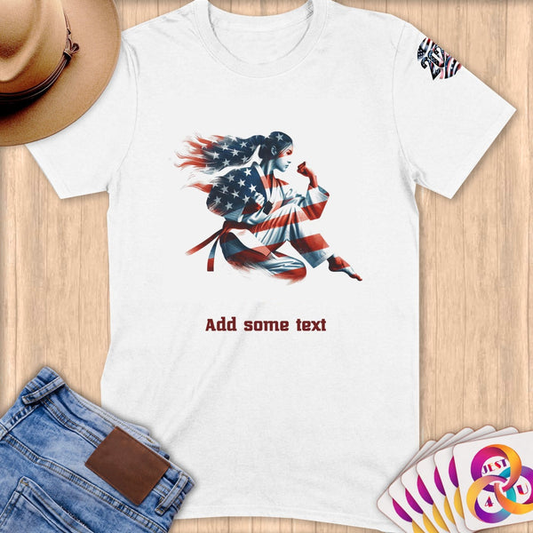 Physical Item S / White Elite Taekwondo ~ Limited Edition 2024 "USA Excellence" ~ Personalized Softstyle T-Shirt