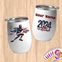 Physical Item 12 oz / White Elite Tennis Power ~ Limited Edition 2024 "USA Excellence" ~ Customizable 12oz Wine Tumbler with Lid
