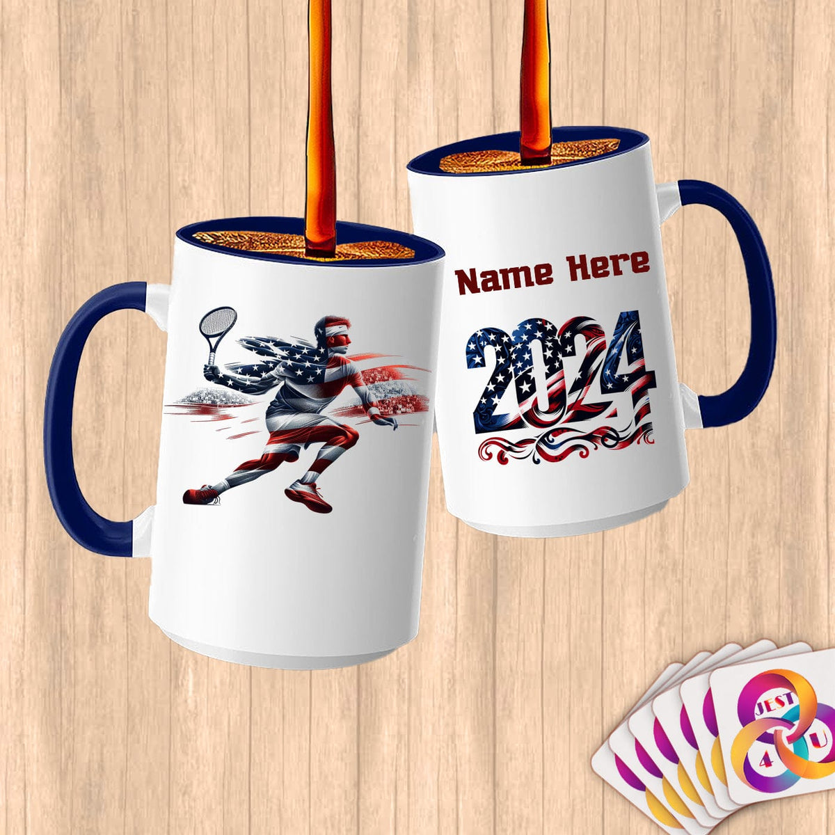 Physical Item 15oz / Blue Elite Tennis Power ~ Limited Edition 2024 "USA Excellence" ~ Customized Large 15oz Mug