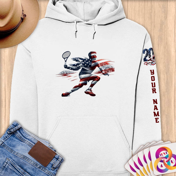 Physical Item S / White Elite Tennis Power ~ Limited Edition 2024 "USA Excellence" ~ Personalized Premium Hoodie