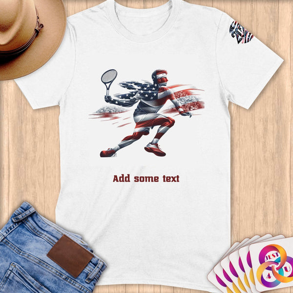 Physical Item S / White Elite Tennis Power ~ Limited Edition 2024 "USA Excellence" ~ Personalized Softstyle T-Shirt