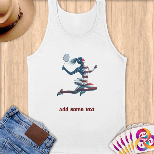 Physical Item S / White Elite USA Badminton ~ Limited Edition 2024 "USA Excellence" ~ Customizable Supersoft Tank Top