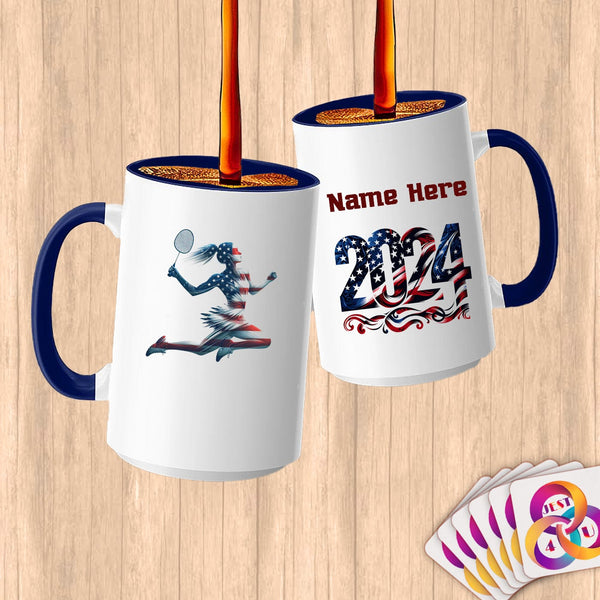 Physical Item 15oz / Blue Elite USA Badminton ~ Limited Edition 2024 "USA Excellence" ~ Customized Large 15oz Mug
