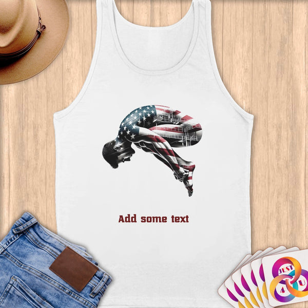 Physical Item S / White Elite USA Diver Empowered ~ Limited Edition 2024 "USA Excellence" ~ Customizable Supersoft Tank Top