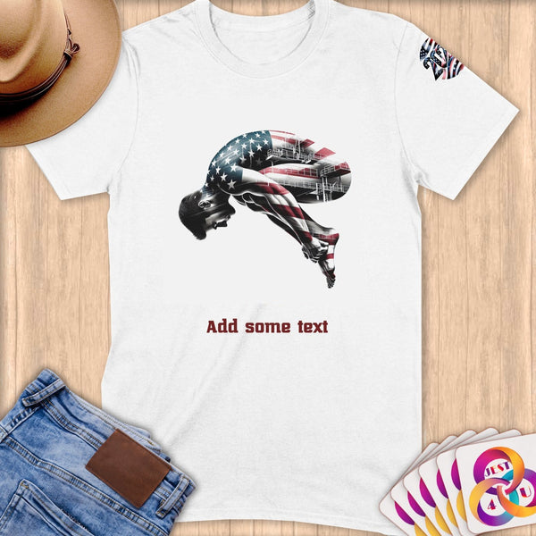 Physical Item S / White Elite USA Diver Empowered ~ Limited Edition 2024 "USA Excellence" ~ Personalized Softstyle T-Shirt