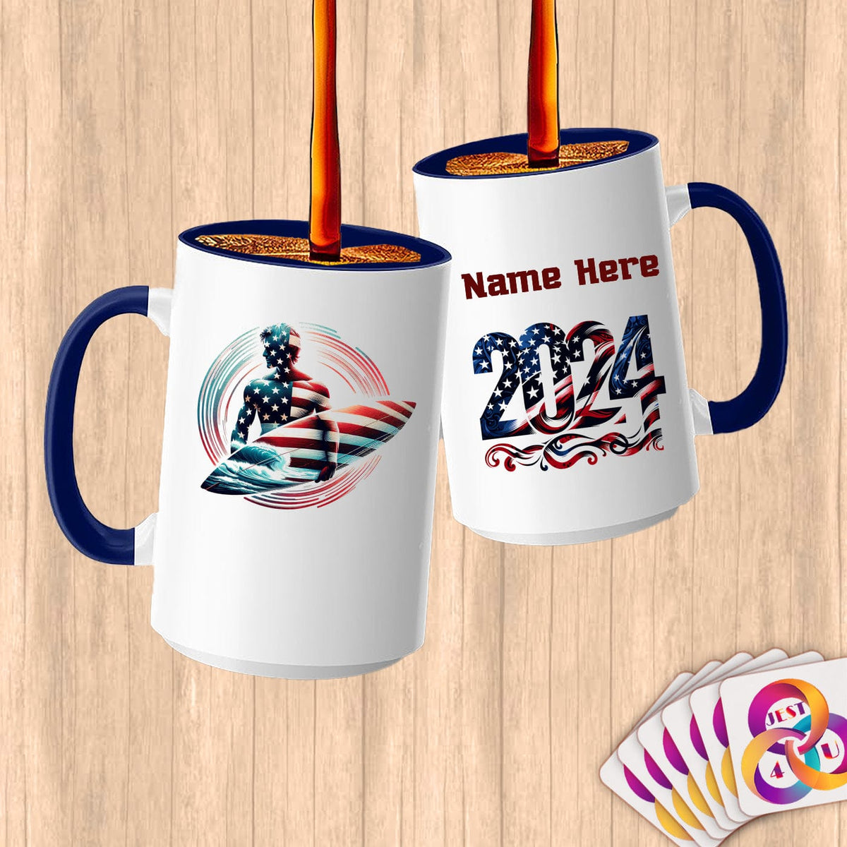 Physical Item 15oz / Blue Elite USA Surfer ~ Limited Edition 2024 "USA Excellence" ~ Customized Large 15oz Mug