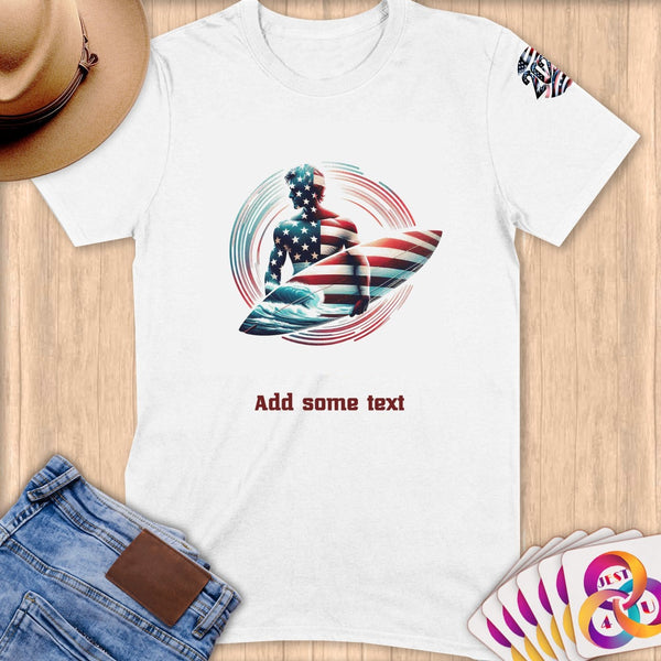 Physical Item S / White Elite USA Surfer ~ Limited Edition 2024 "USA Excellence" ~ Personalized Softstyle T-Shirt